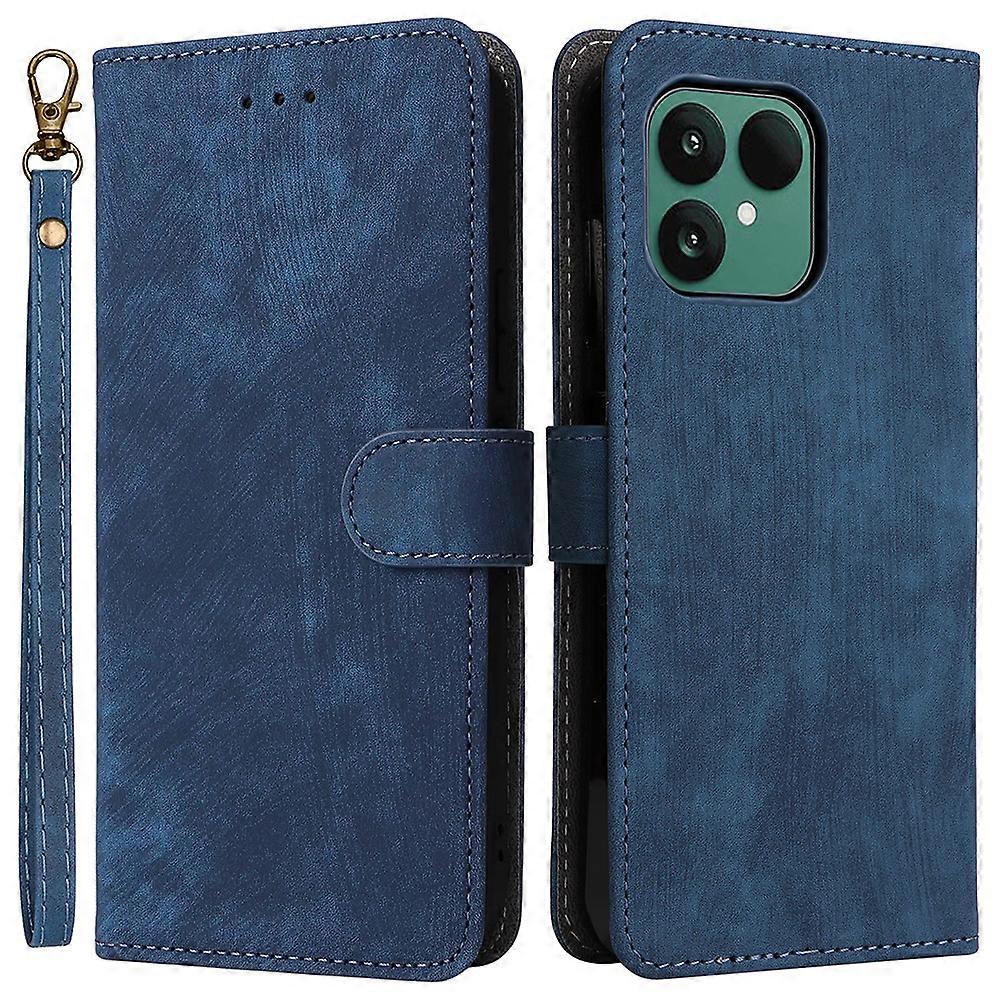 ل Fairphone 6 Case Wallet RFID حجب غطاء الهاتف المصنوع من جلد PU مع حزام أزرق