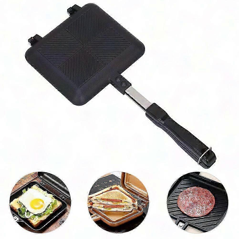 Nonstick Aluminum Double Sided Frying Pan - Sandwich Maker & Griddle with Handles for Toast & More