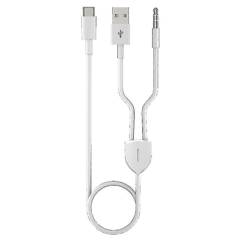 2-in-1 Type-c Car Audio Cable Wire 1 Split 2 Type C To Usb A 3.5mm Aux Cable