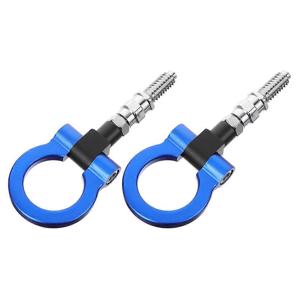 Blue Tow Hooks for Car Use Made of Aluminum Alloy 2pcs Foldable Bumper Towing Hook