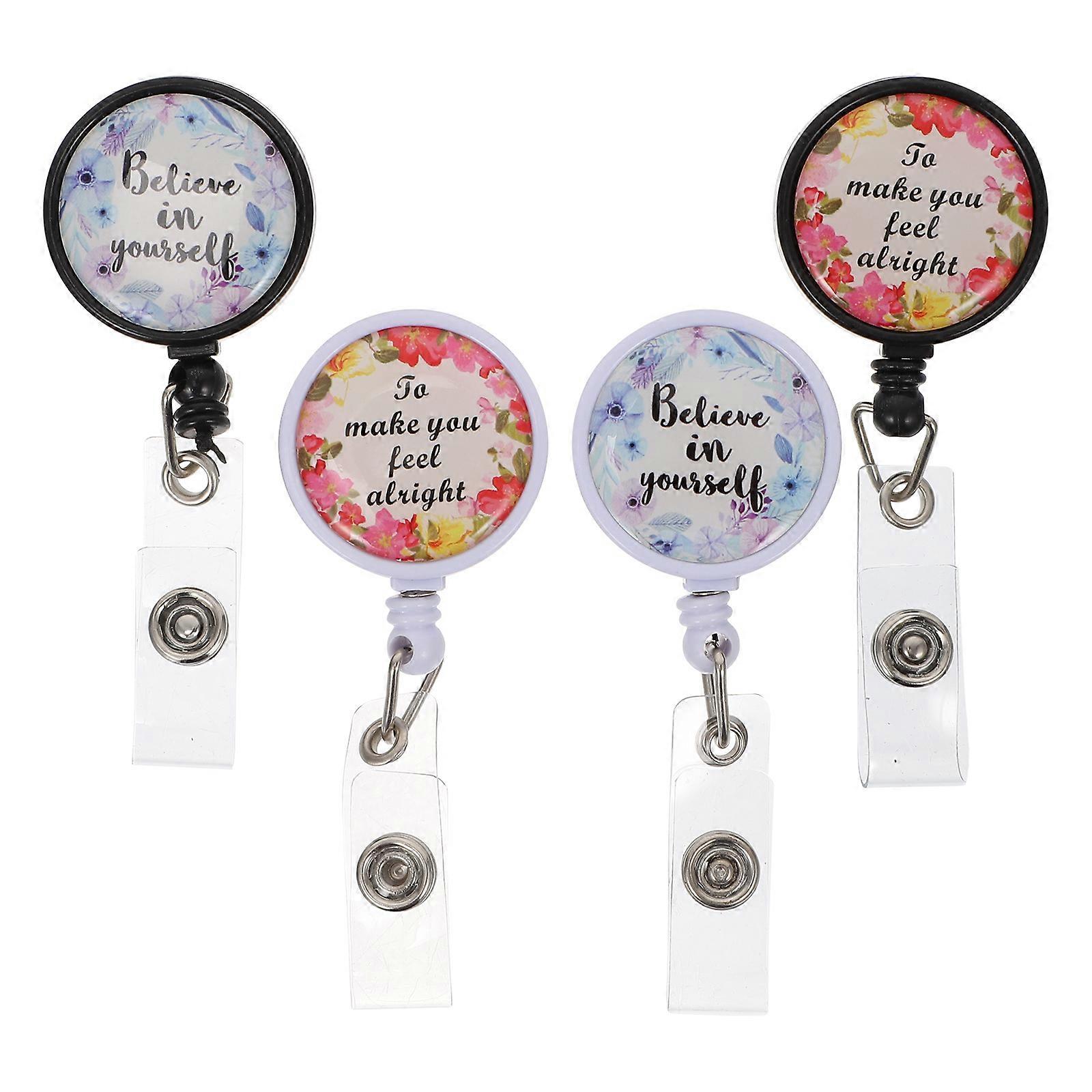 4pcs Cards Buckles ID Badge Holders Nurse Chest Hanging Clips (Assorted Color)