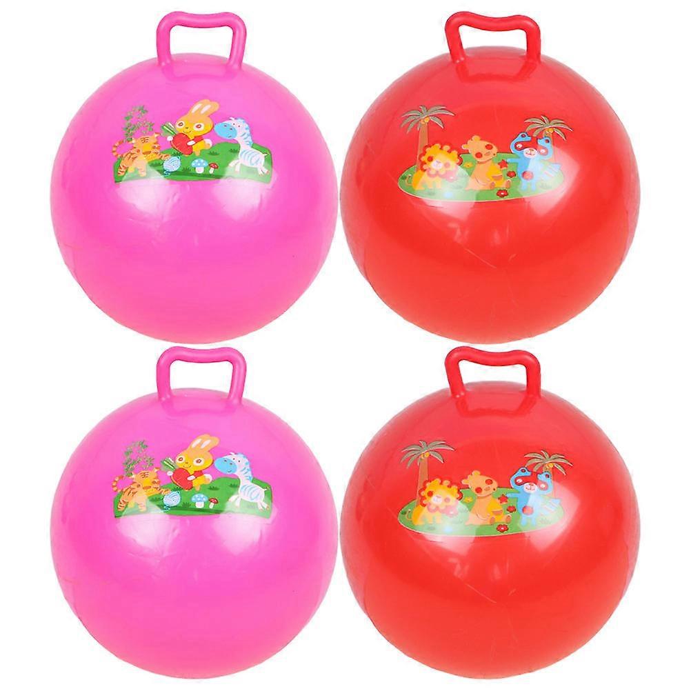 Kids Bouncing Balls 4 Pcs Inflatable Exercise Balls Featuring Cartoon Patterns Suitable For Indoor And Outdoor Use