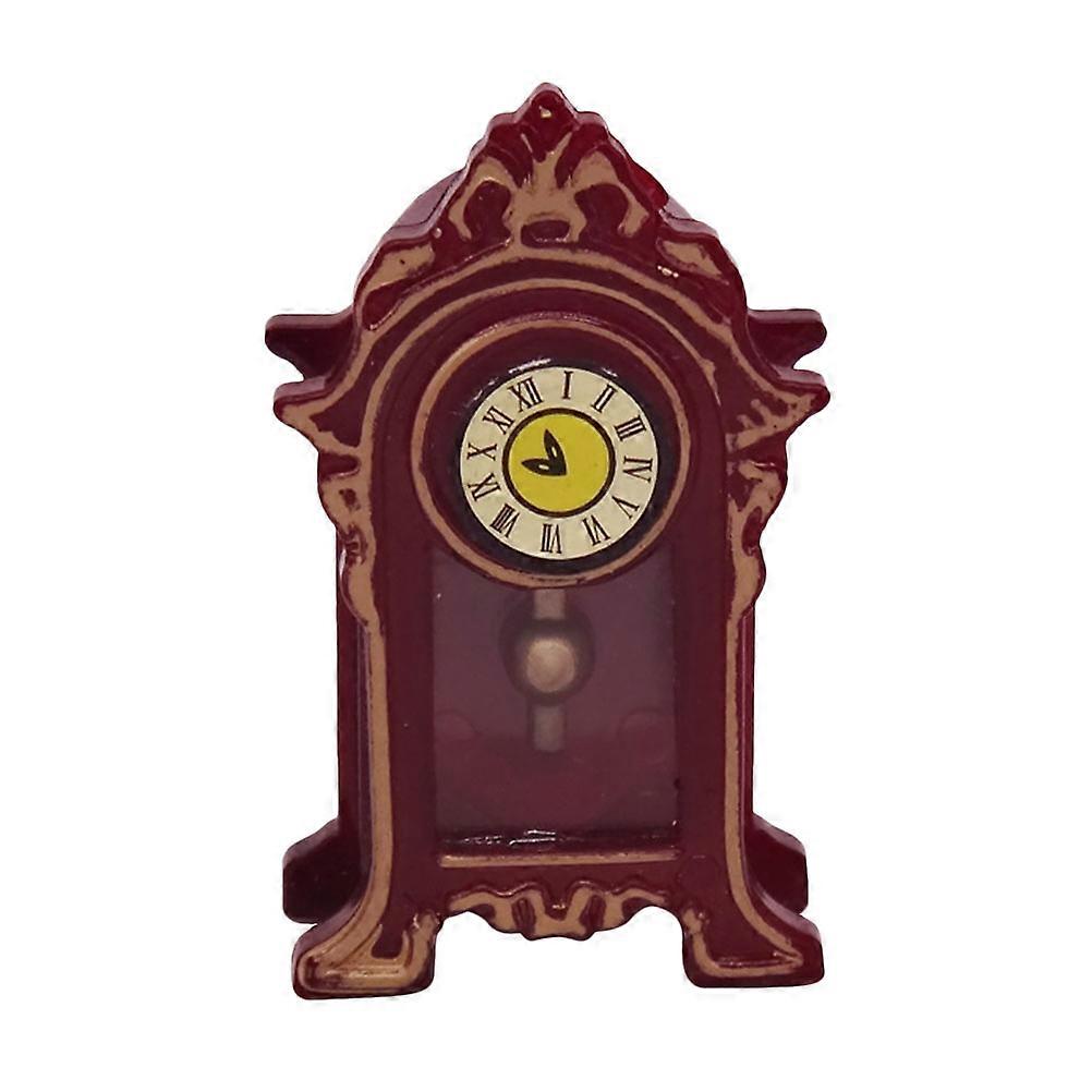 Mini House Decorative Clock Toy with Brown Synthetic Material for Decor 4.5 Inches
