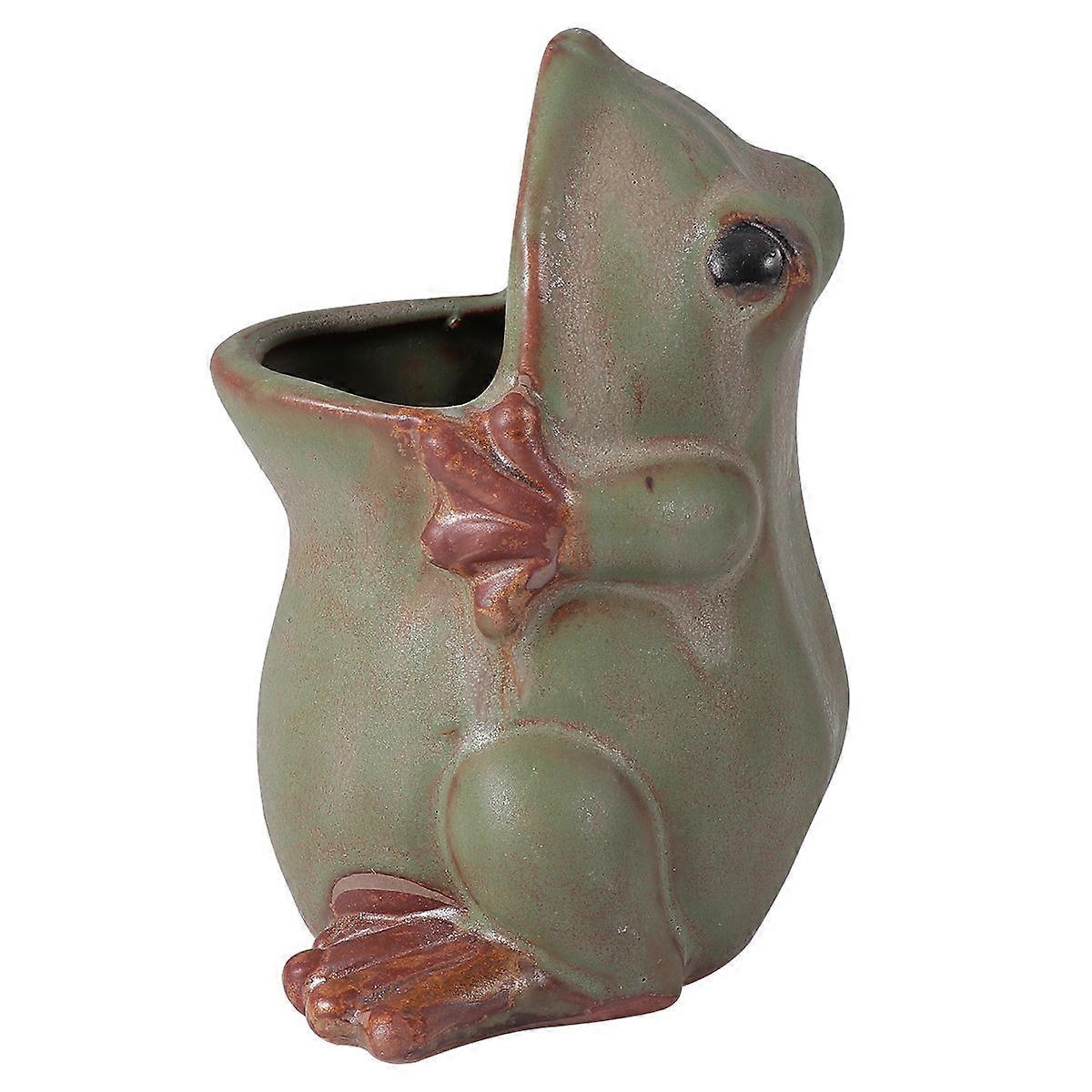 Retro Frog Shape Succulent Container For Home Decoration 11X9cm Vintage Style 1Pc