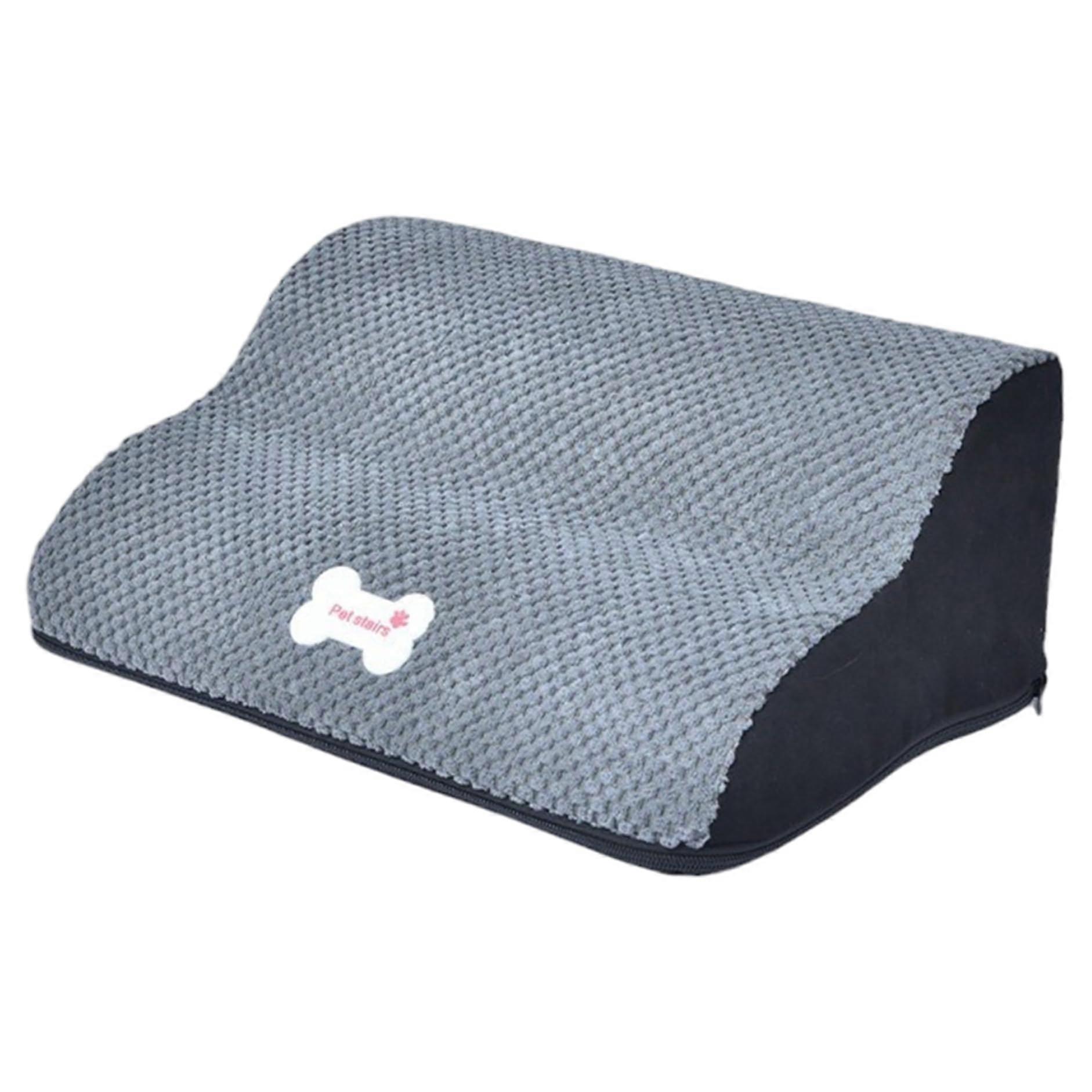 Dog Ramp 16x10x6 Inches, 2-Step, 30-Degree Incline, Bone Pattern, Removable Washable, Home Stair Ramp