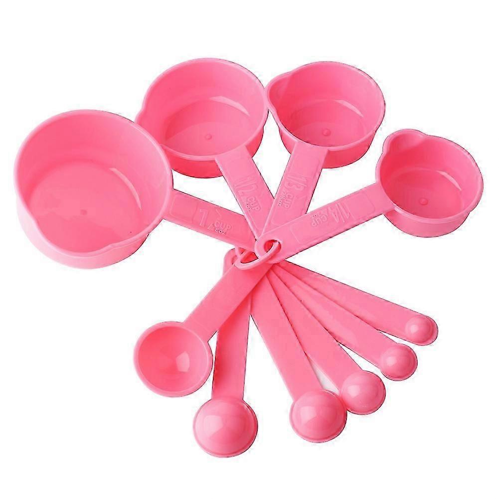 10pcs/ Set Kitchen Cook Teaspoon Measuring Spoons Cups Measuring Tools (Pink)