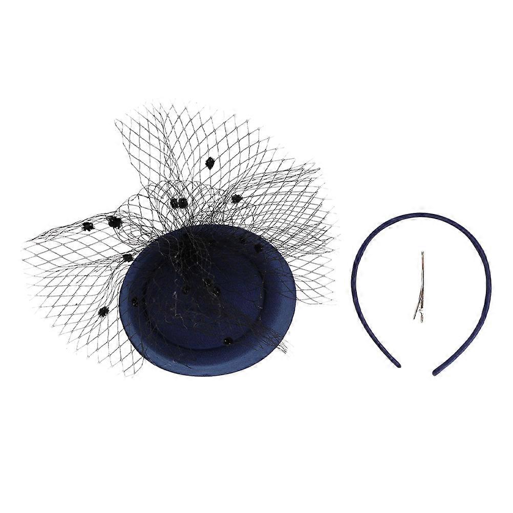 Headband Style Fascinators For Women 2Set Navy Hair Accessory Designed For Cocktail Party