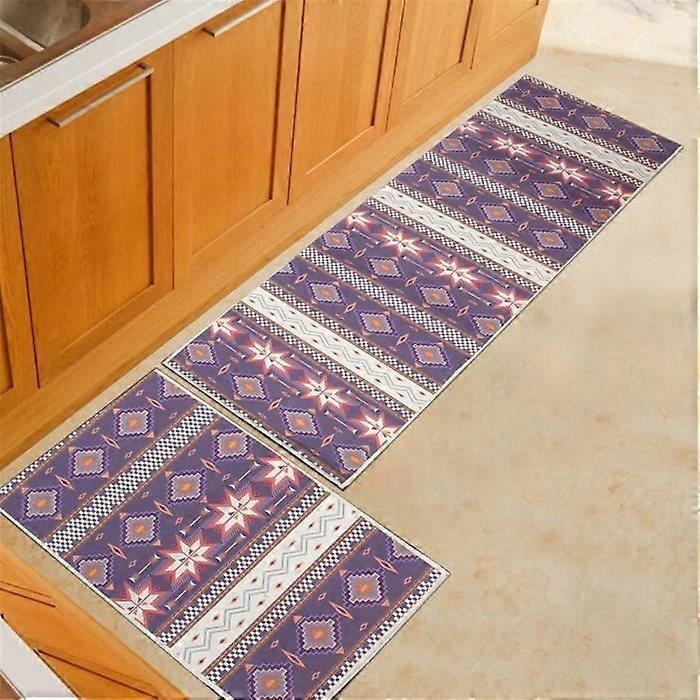 Set of 2 Kitchen Mats - Blue - 40 x 60 cm and 40 x 120 cm