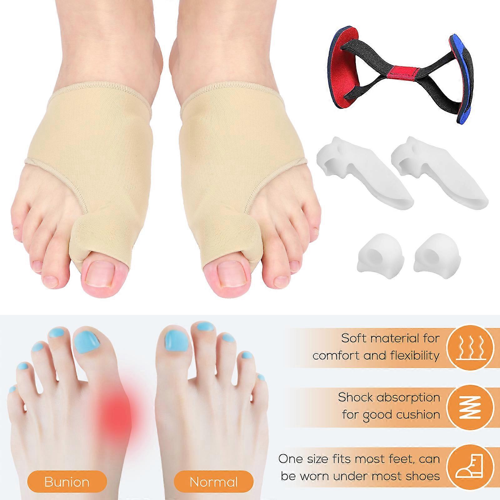 7pcs Bunion Corrector Set Gel Sleeves Toe Separators Strap Kit