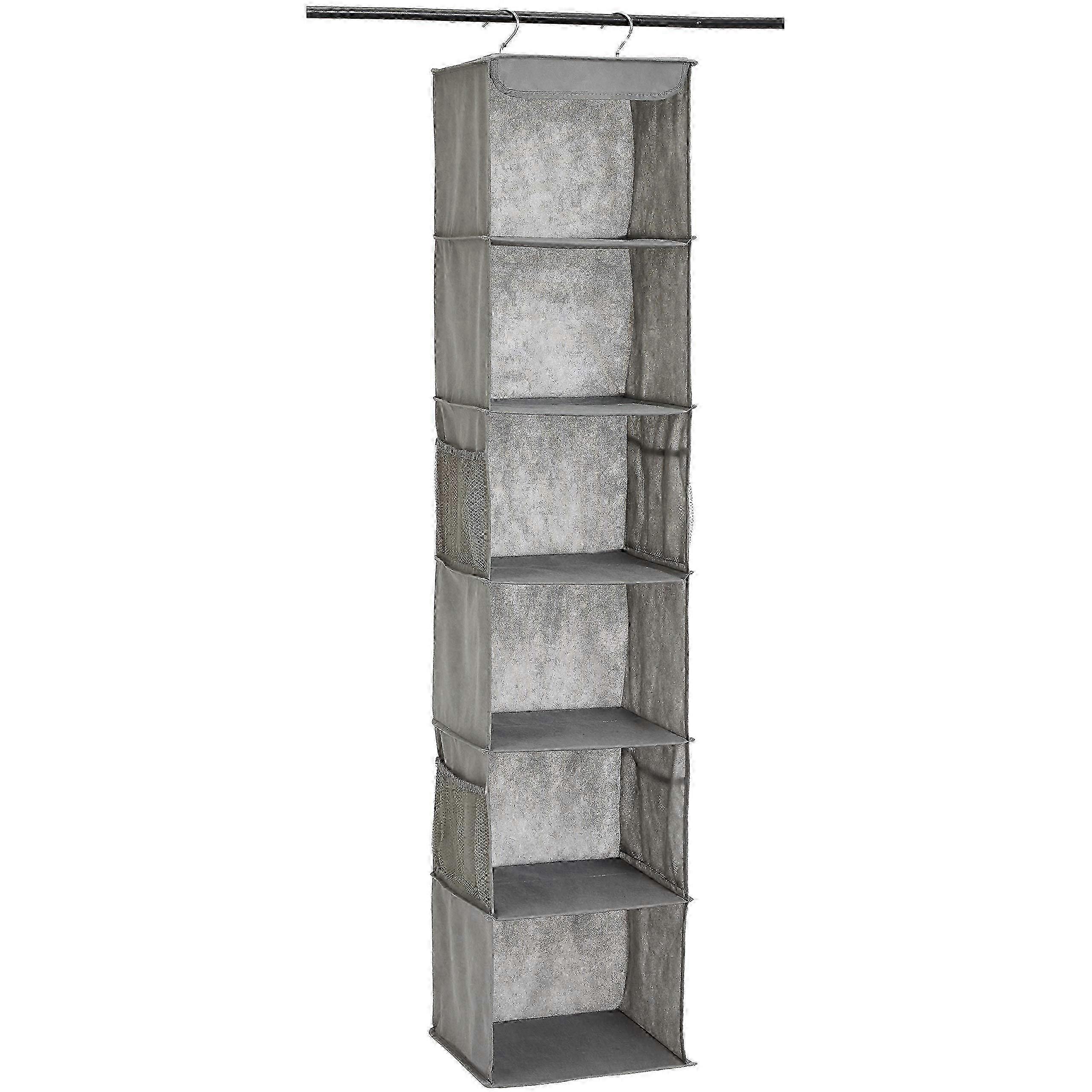 Gray Hanging Closet Organizer for Wardrobe Storage with Multiple Pockets