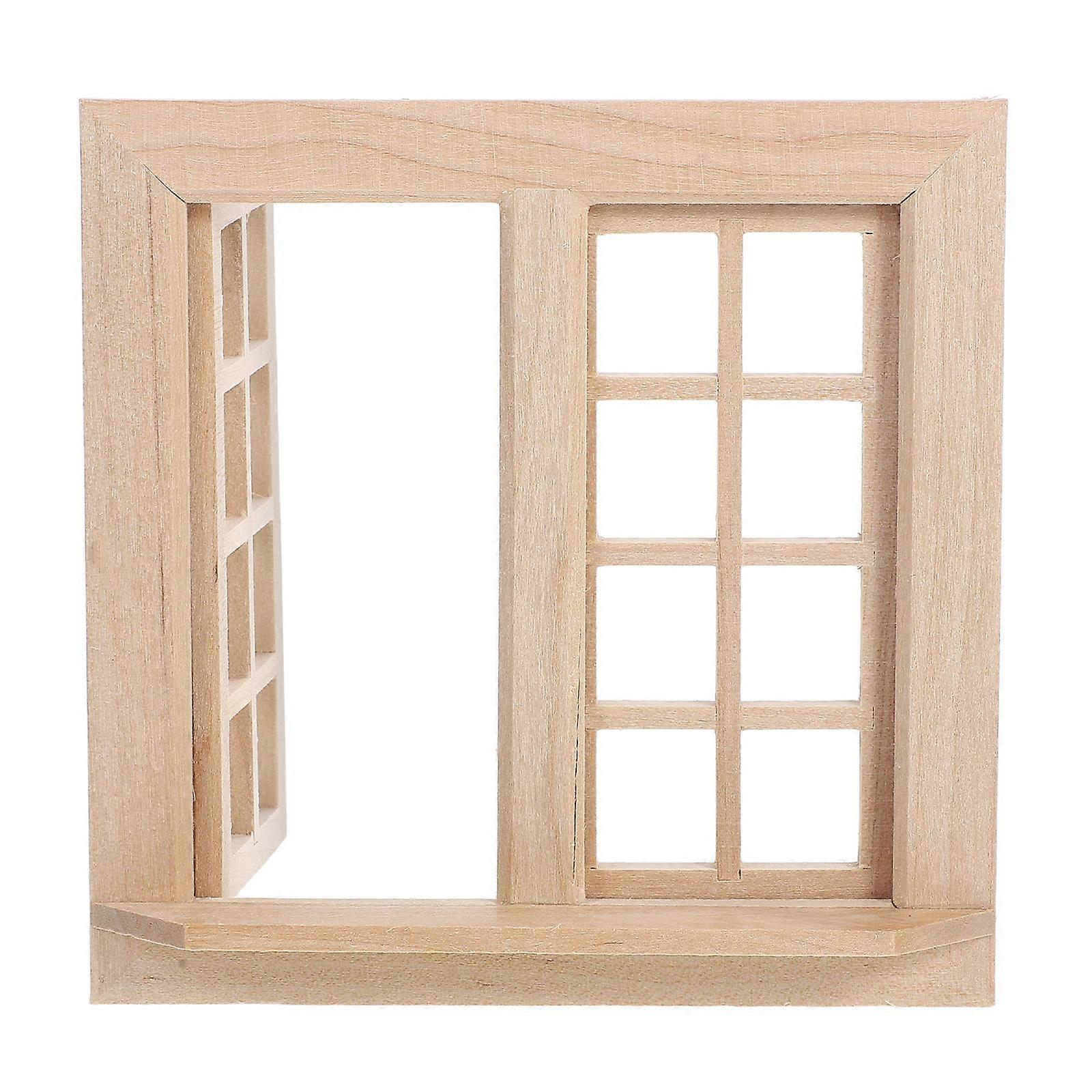 Mini Uncolored Wooden Window Adornment for Decor Khaki Color Handcrafted Durable Details