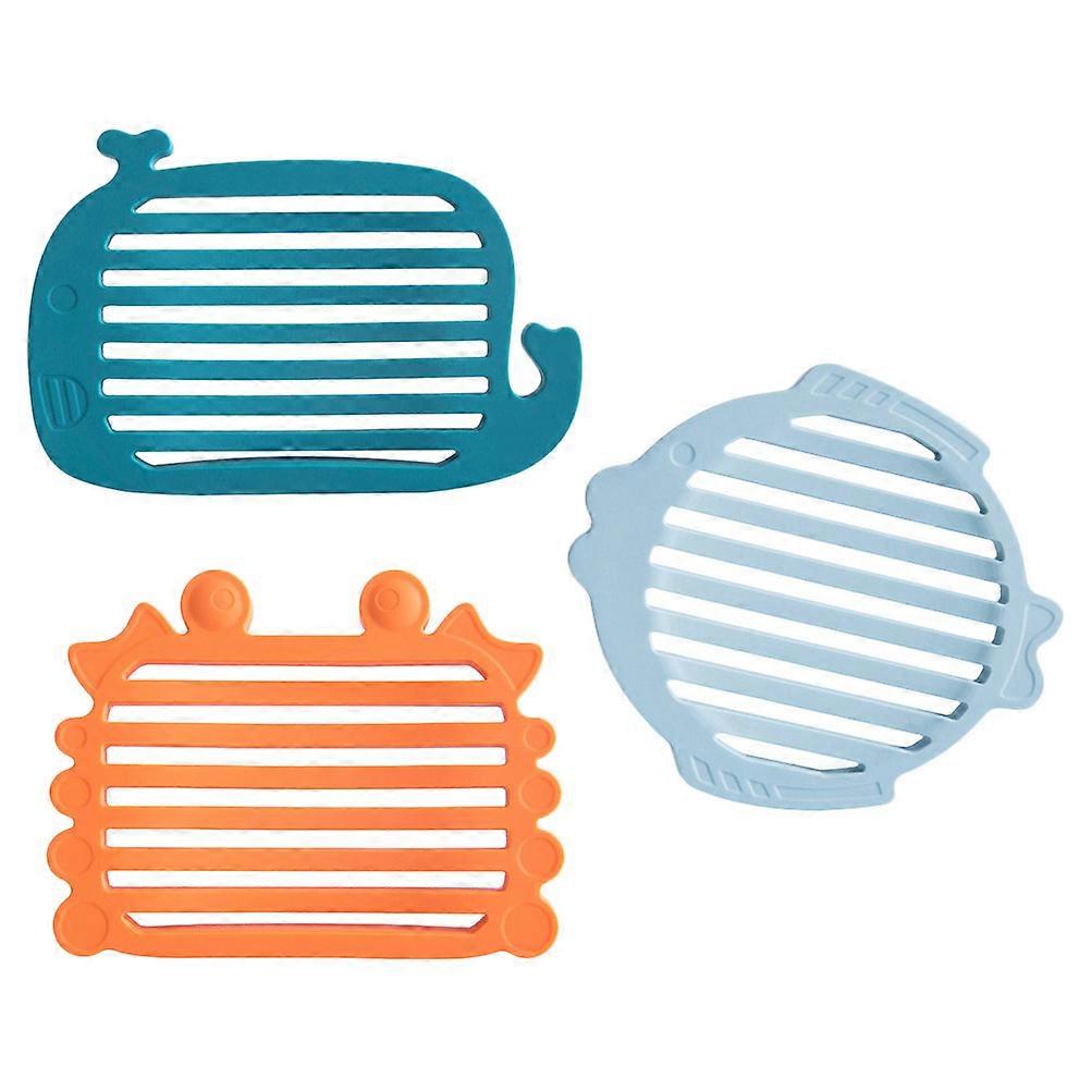 Silicone Soap Holder Hollow Design Coasters for Home Use Made of Silicone Assorted Color Featuring Water Filtration 3Pcs