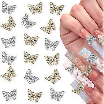 20 SZTUK Butterfly Nail Charms, 3D Luksusowe Butterfly Gems na paznokcie, Butterfly Nail