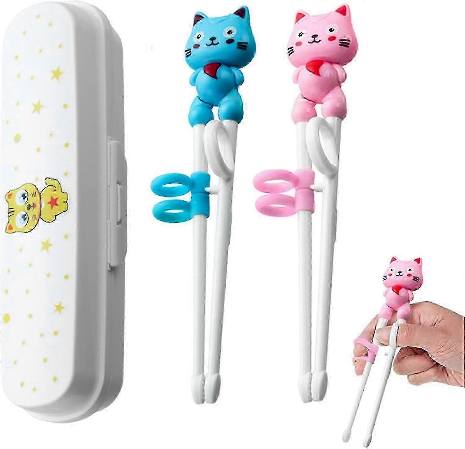 2 Pack Beginner Training Chopsticks with Assistants for Beginners & Elderly - Unique Animal Design, Chinese Chopsticks
