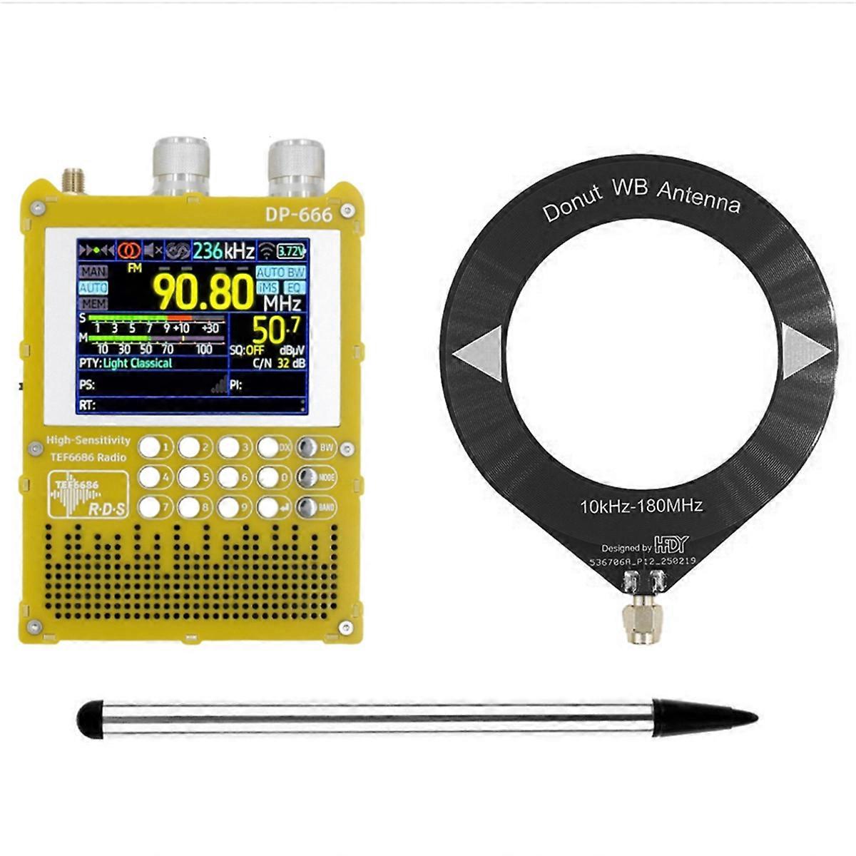 DP-666 TEF6686 Radio 2.8-Inch IPS Touch Screen High Sensitivity Radio Full Band FM LW MW SW Radio A
