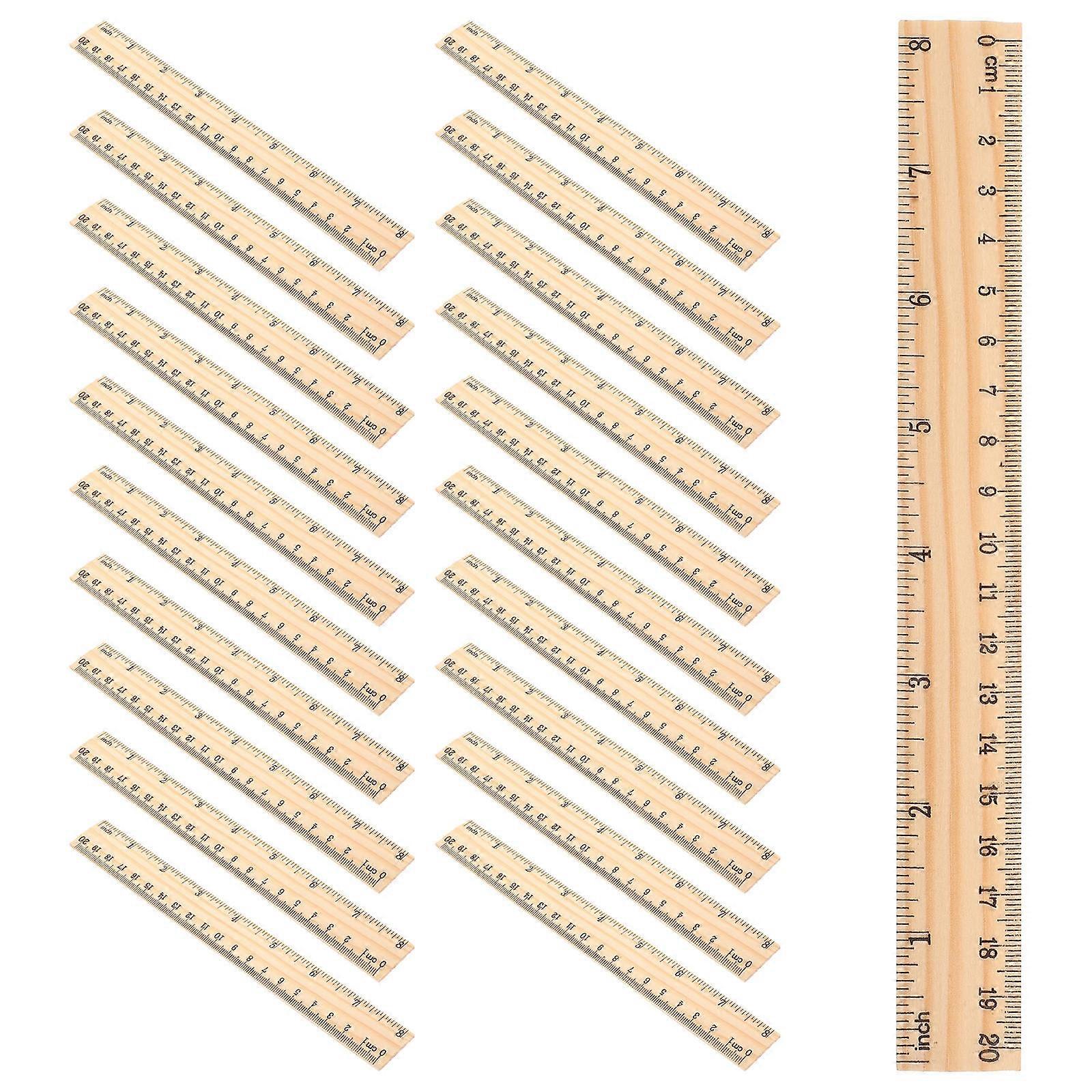 20Pcs Wooden Kids Rulers Measuring Wood Rulers Precise Student Rulers School Accessory