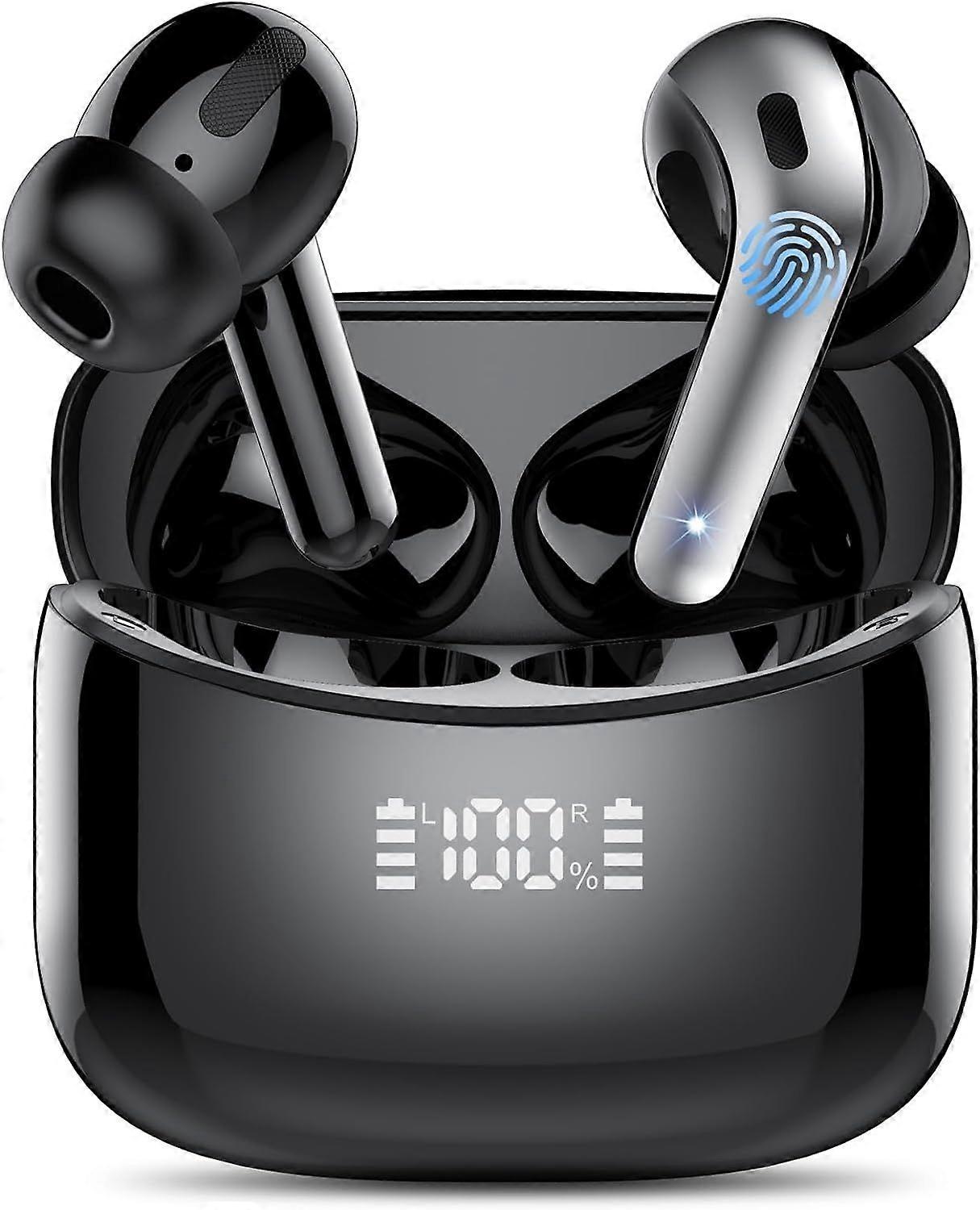 Wireless Earbuds, Wireless Earphones Bluetooth 5.3, 52H Playtime Earbuds - black