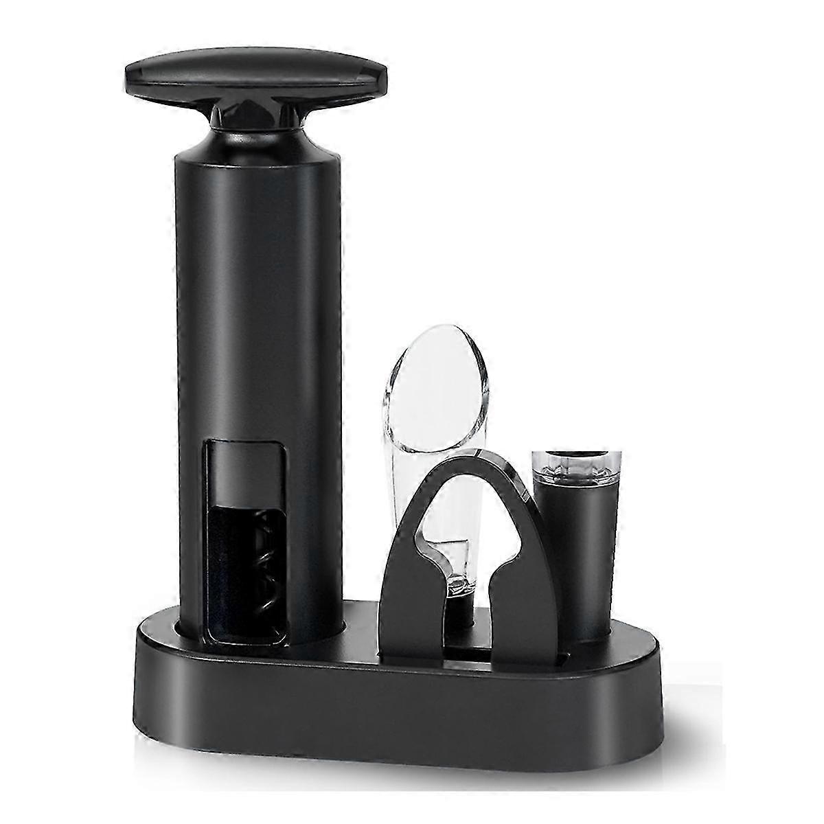 Wine Opener Set with Corkscrew, Foil Cutter, Pourer & Vacuum Stopper for Wine Bottles