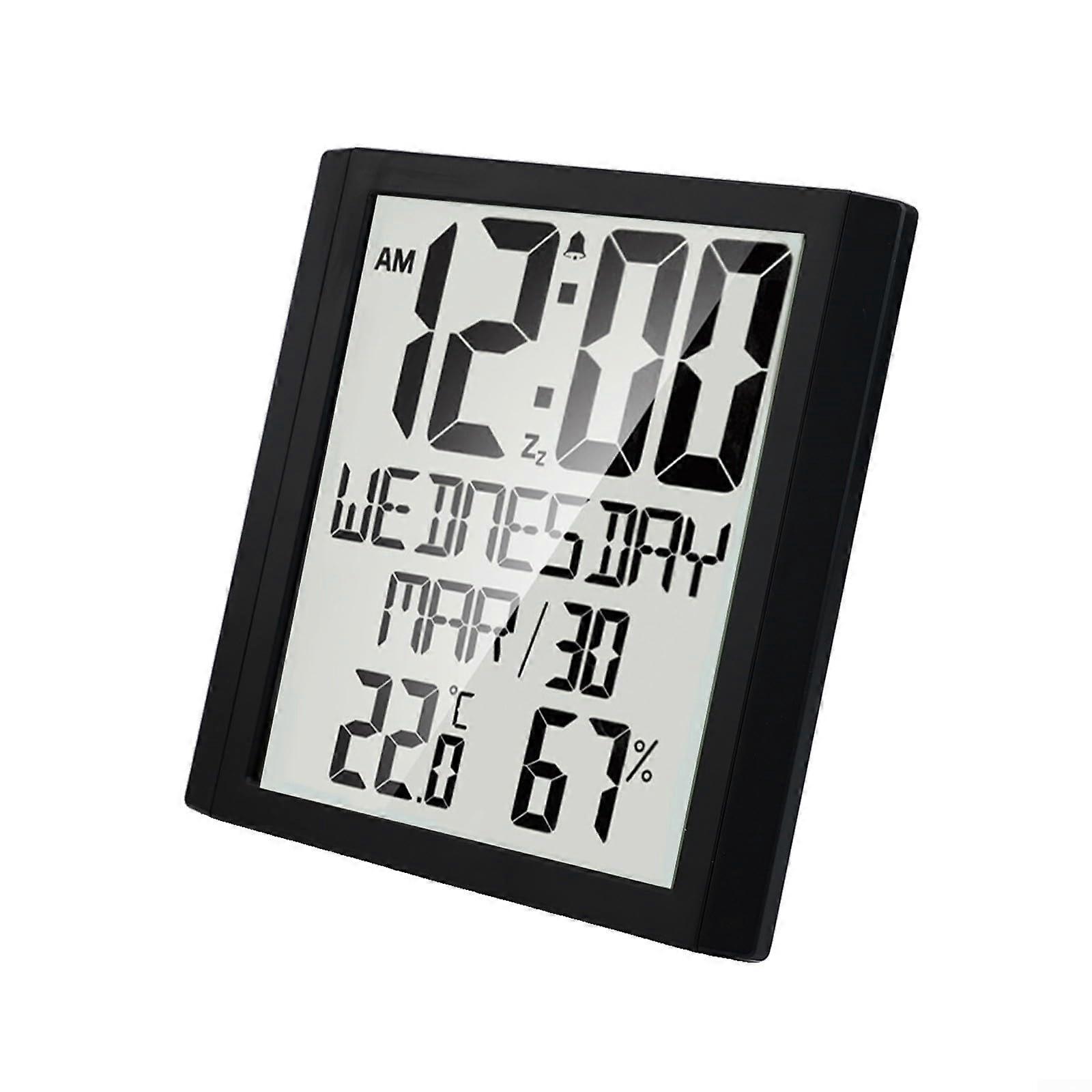 Digital Wall Clock With BuiltIn Weather Monitor, Alarm, Temperature And Humidity Display For Home Or Office
