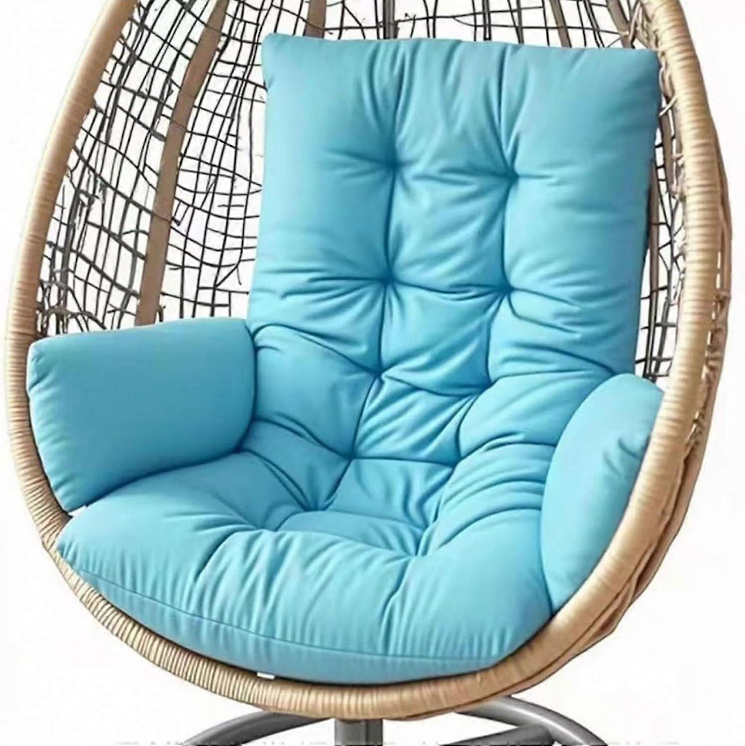 Egg Chair Cushion Replacement Thickened Fabric Hanging Basket Seat Pad for Indoor Outdoor Hammock Swing Chair Sky Blue