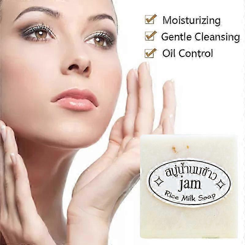 Thailand JAM Rice Milk Soap 65g Handmade Soap Face Body Removal Acne Whitening Brighten