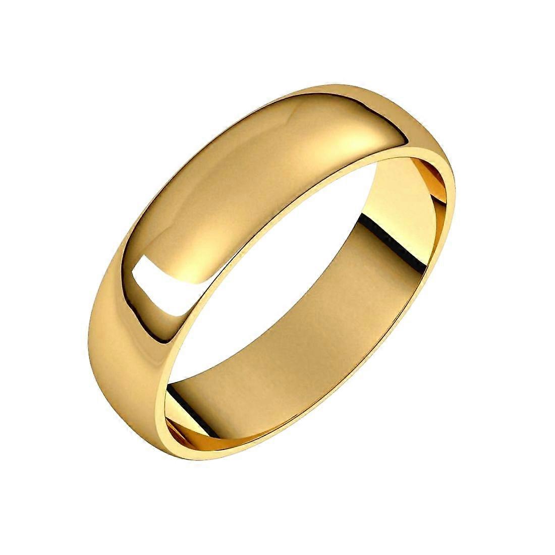 10Kイエローゴールドハーフラウンド5mm軽量軽量の結婚式の指輪4-女性と男性のための結婚式のバンド