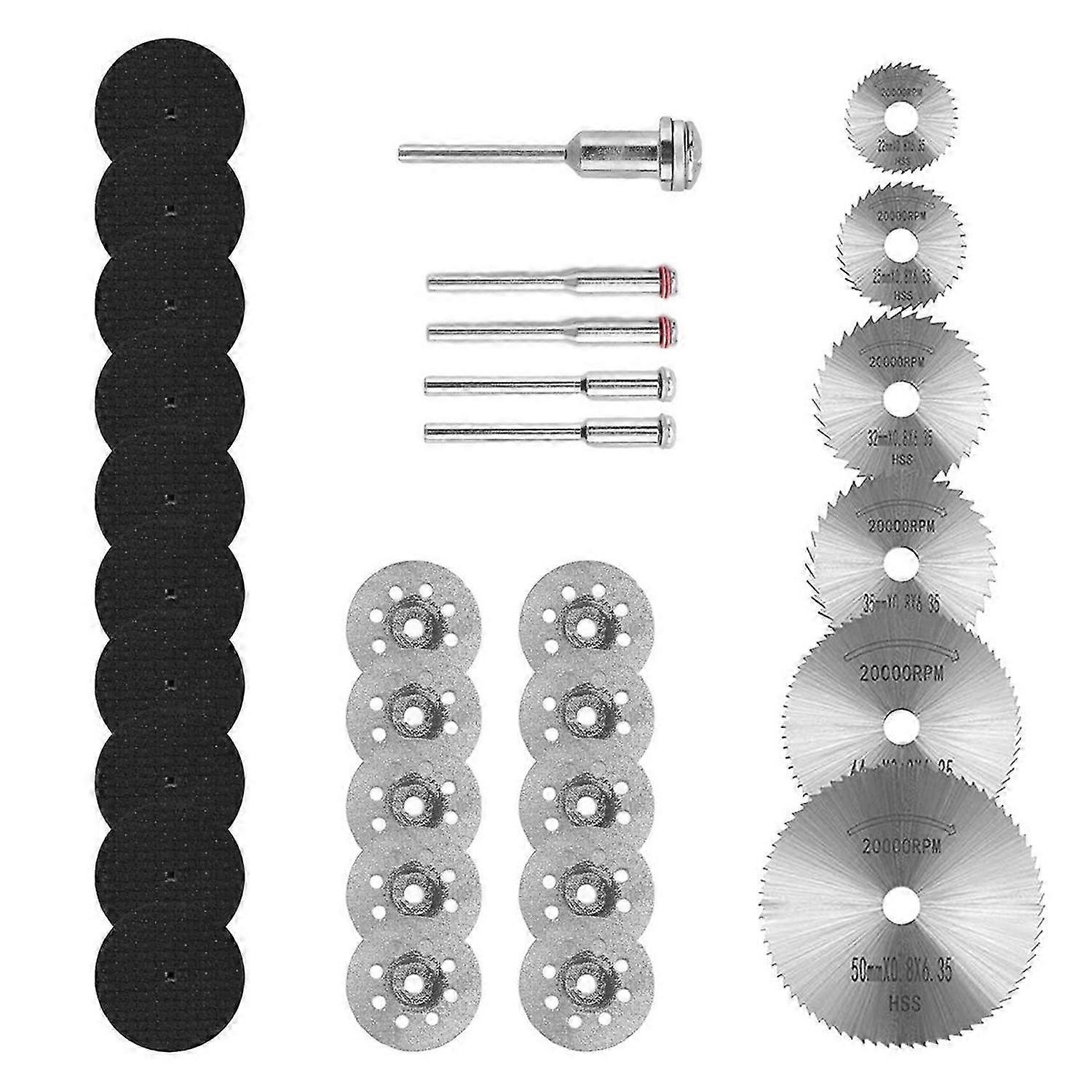 31Pcs Cutting Discs for Rotary Tool Diamond and HSS and Resin