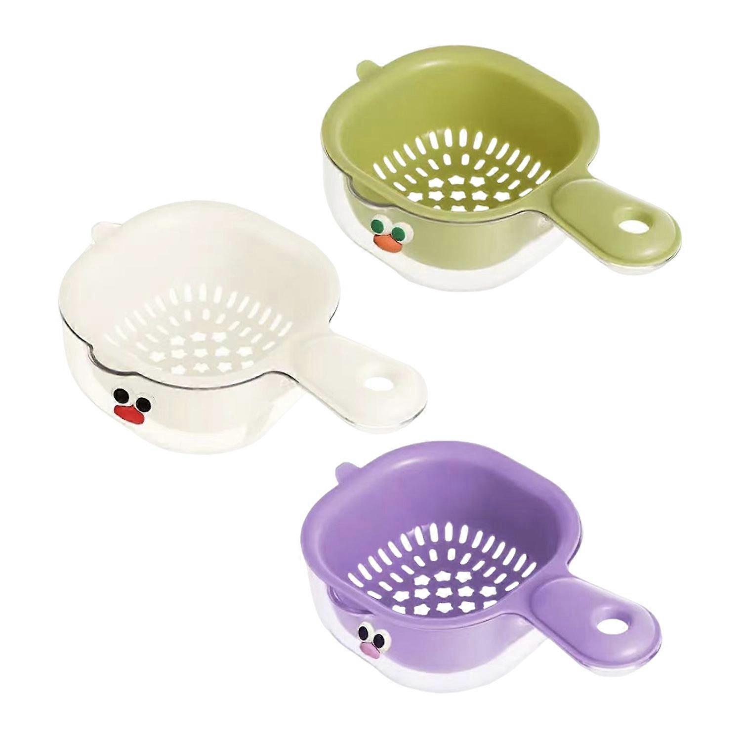 2/3Pcs Double Layer Drain Baskets with Handle Food Grade BPA Free Multipurpose Fruit Strainer