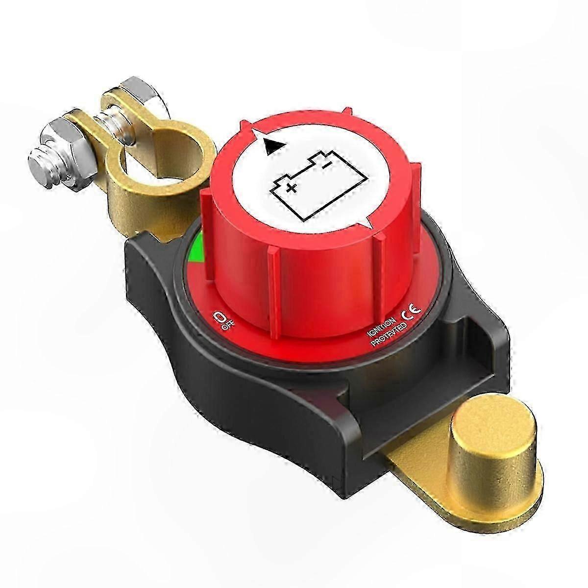Universal Battery Disconnect Switch for Cars, 12-48V Top Post, Negative On/Off Control