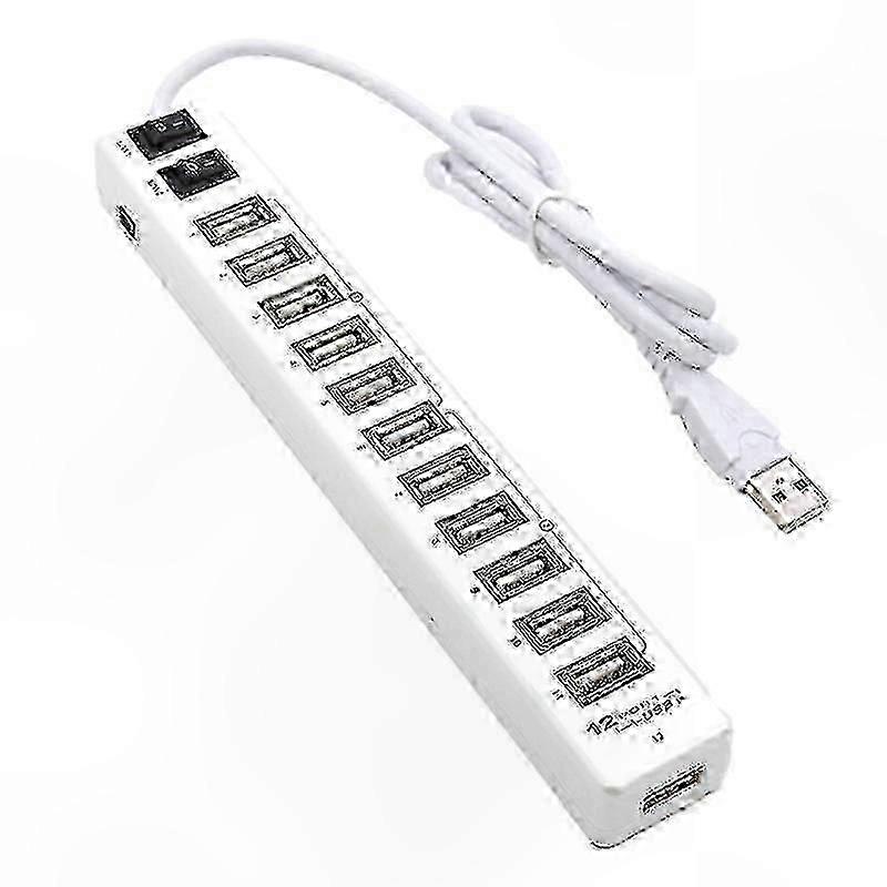 12-Port USB 3.0 Hub with High-Speed Data Transfer Capability Multi USB Splitter Adapter for Multiple Devices Connection
