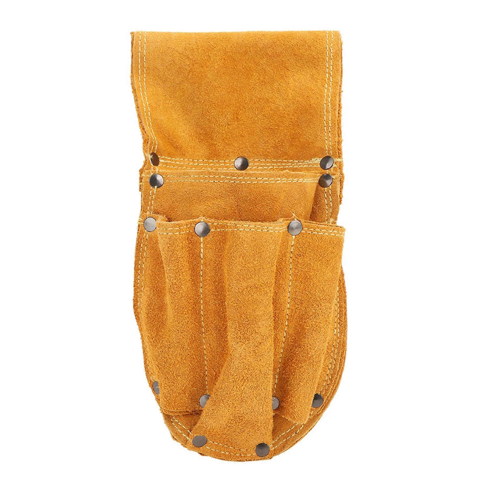 Thick and multifunctional yellow cowhide waist bag, tool storage bag