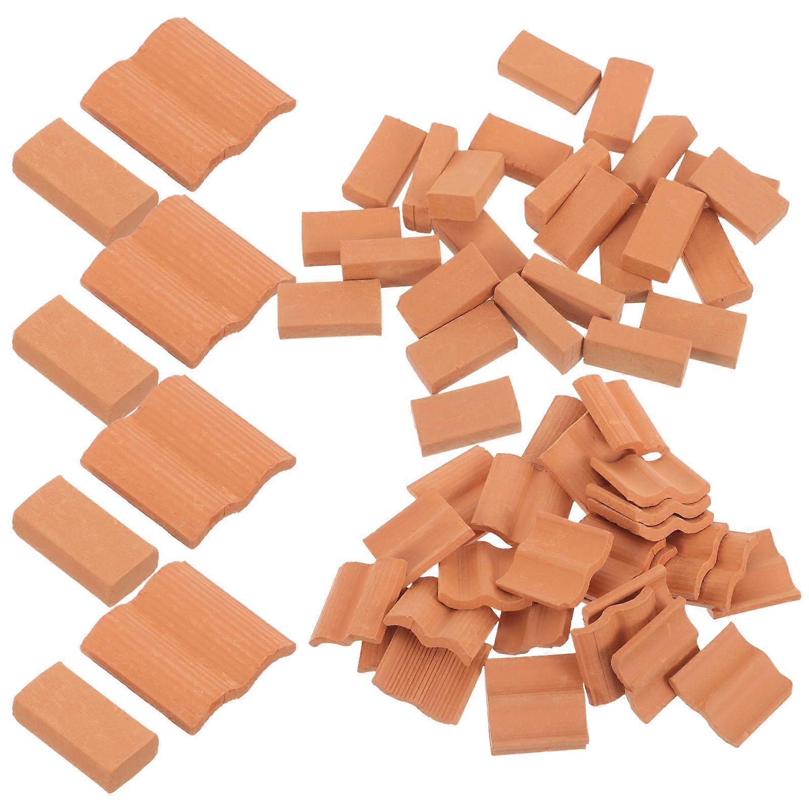 Miniature Roof Tiles Set 80Pcs Light Brown Clay Bricks Modeling Accessories For Microscopic Landscape And Model Lovers