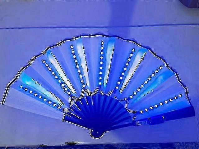 Folding LED Fan with Fluorescent Glow Bars, Glow-in-the-Dark Halloween Party Decorations, Night Event Dancing Lights Gift