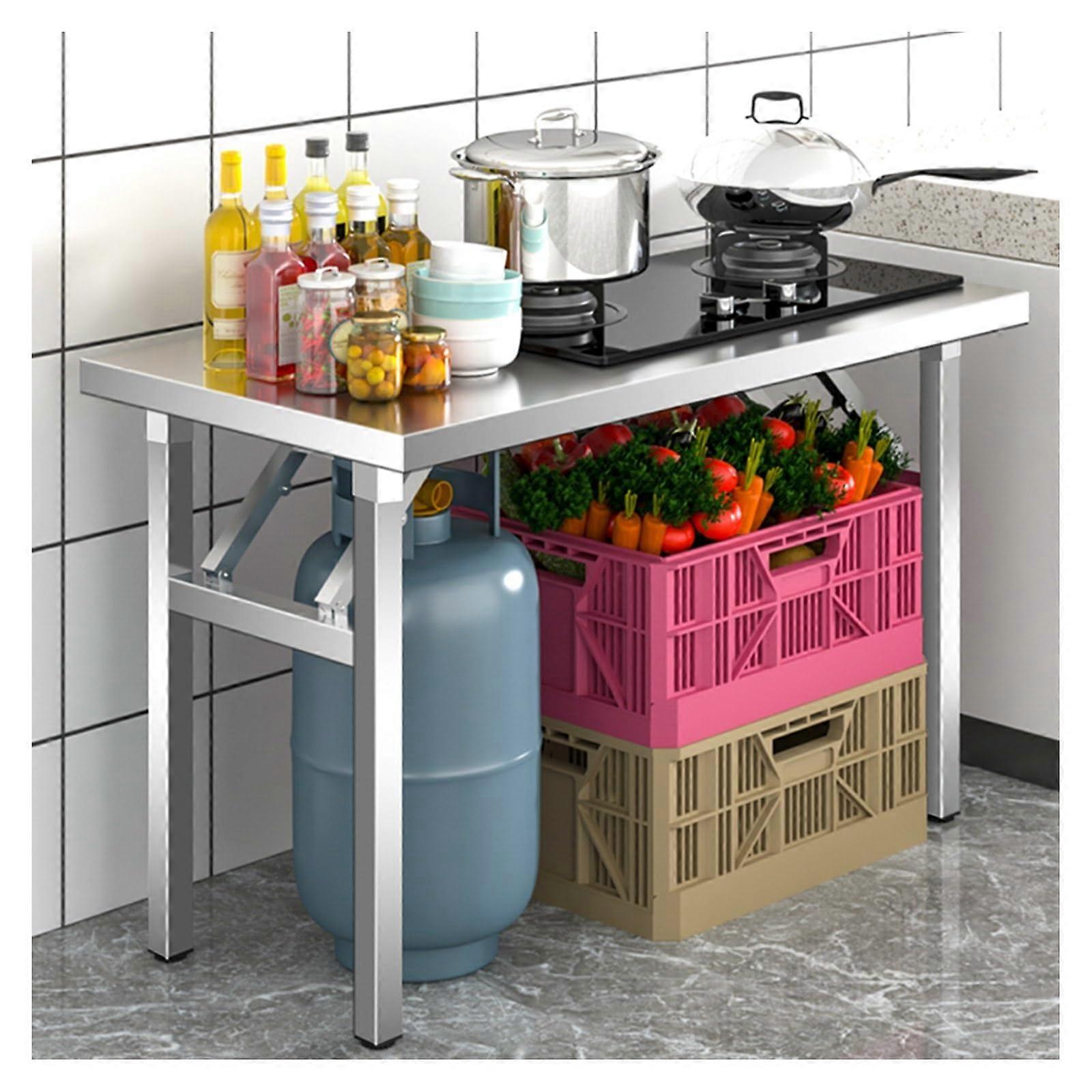 Portable Folding Table With Adjustable Swivelling Feet Outdoor Barbecue And Utility No Assembly Required 90x50x75 cm