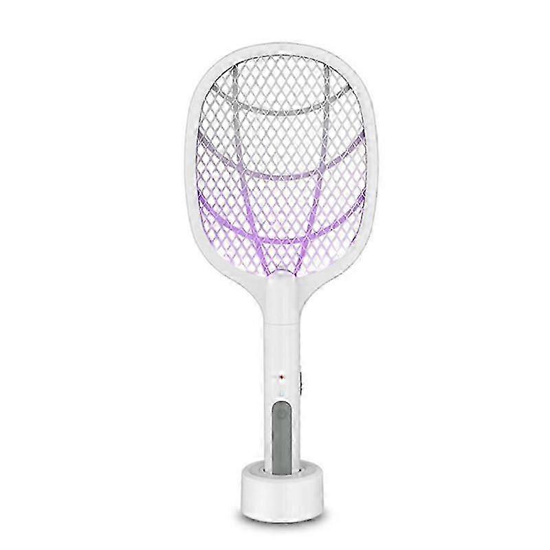 2 In 1 Electric Mosquito Killer Swatter Racket Usb Rechargeable Battery Base Charging