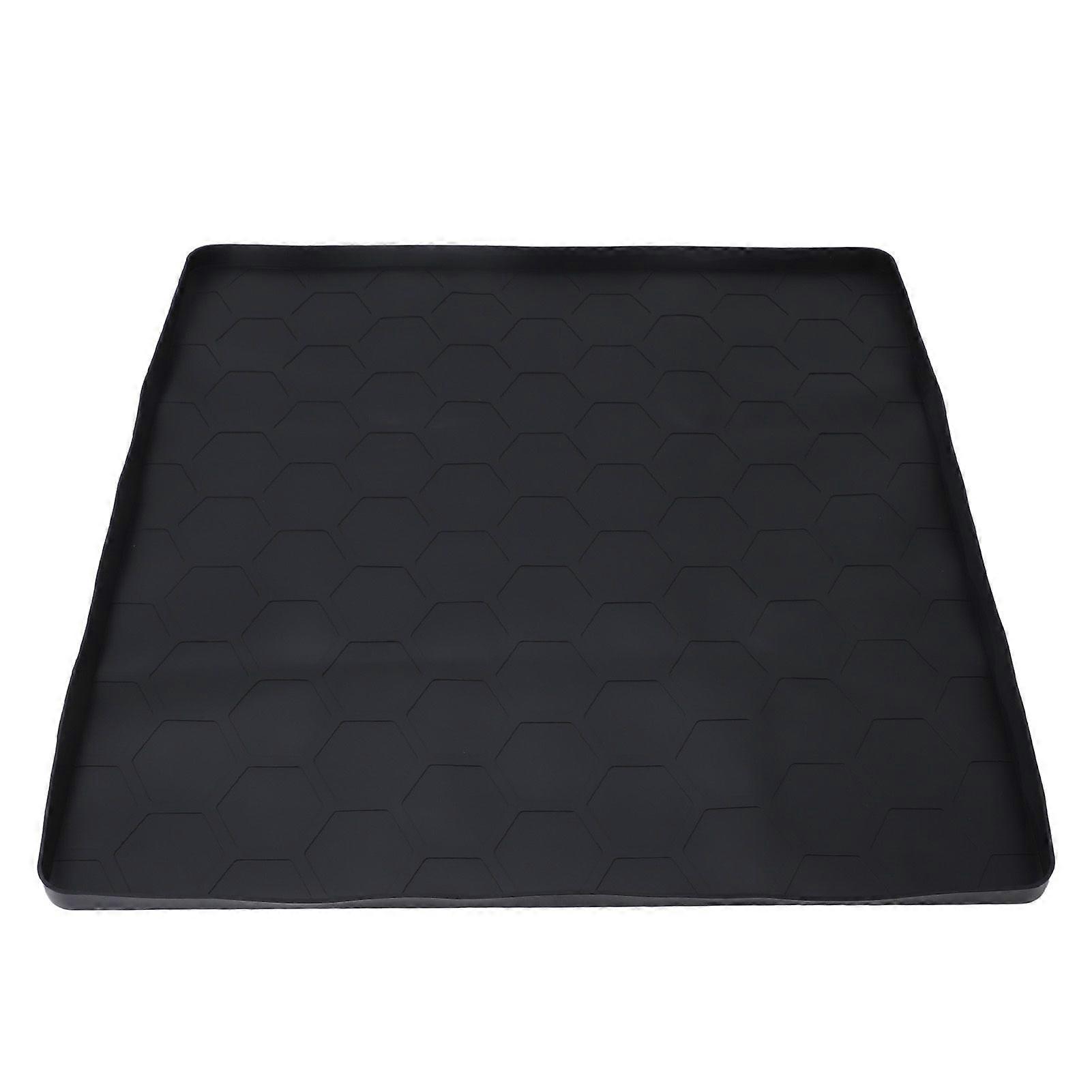 Fridge Silicone Mat Professional Scratch Resistance Leakage Proof Under Washing Machine Mat for Washing Machine Dryer Refrigerator Black