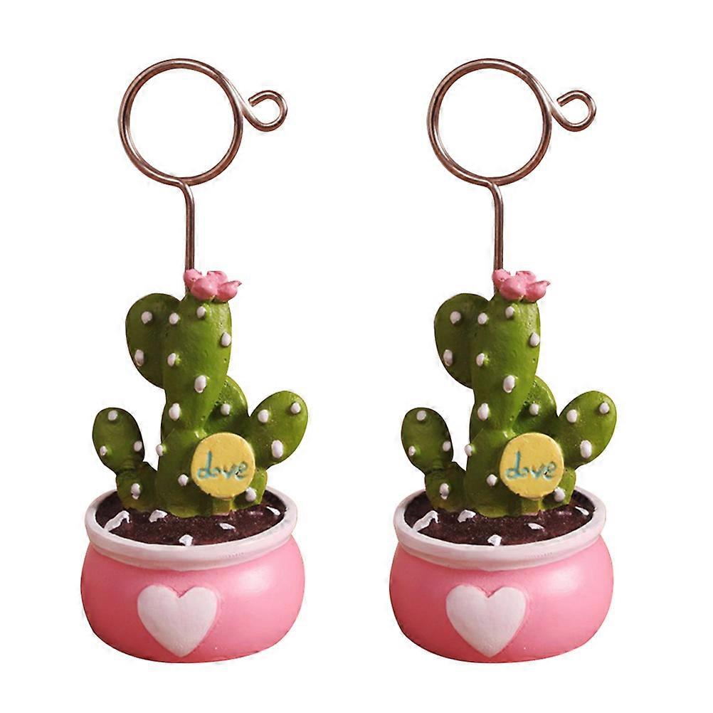 Wire Holders Cactus Memo Clips for Wedding Supplies 2Pcs