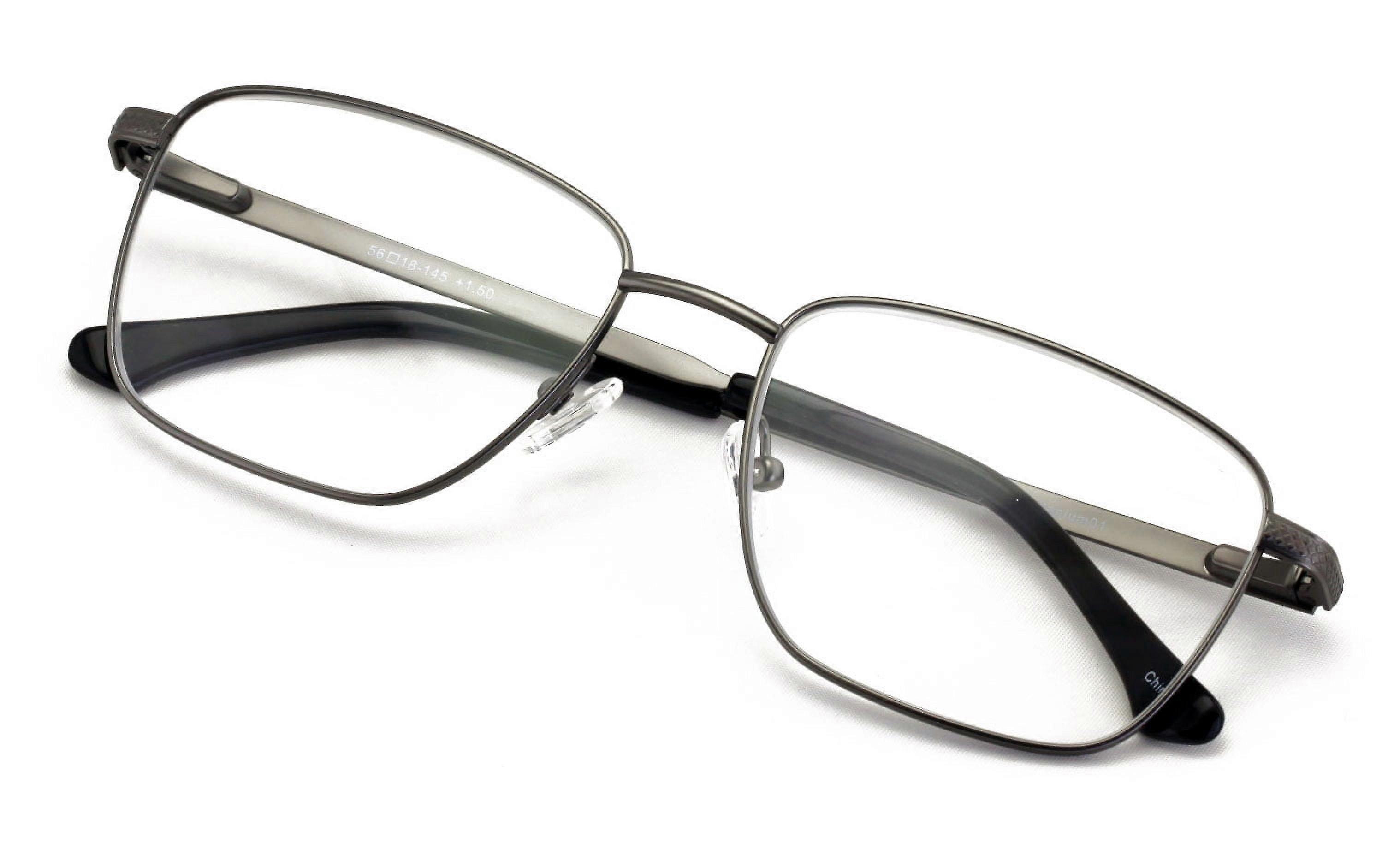Men Full Titanium Large Wide Reading Glasses - Clear Lens Optical Frame Reader +2.00