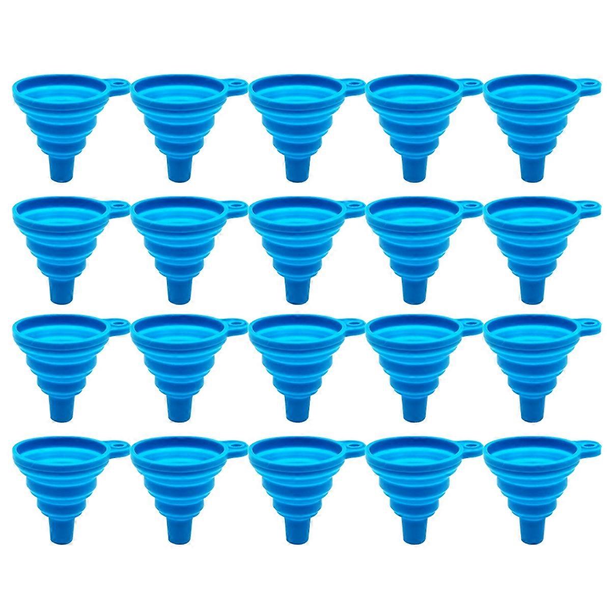Portable Mini Funnel, Retractable Silicone Folding Funnel,Blue