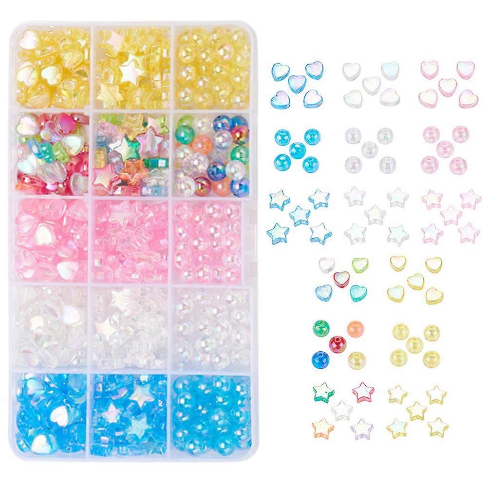 Assorted Color Acrylic DIY Beads for Jewelry Making 5 Boxes Set