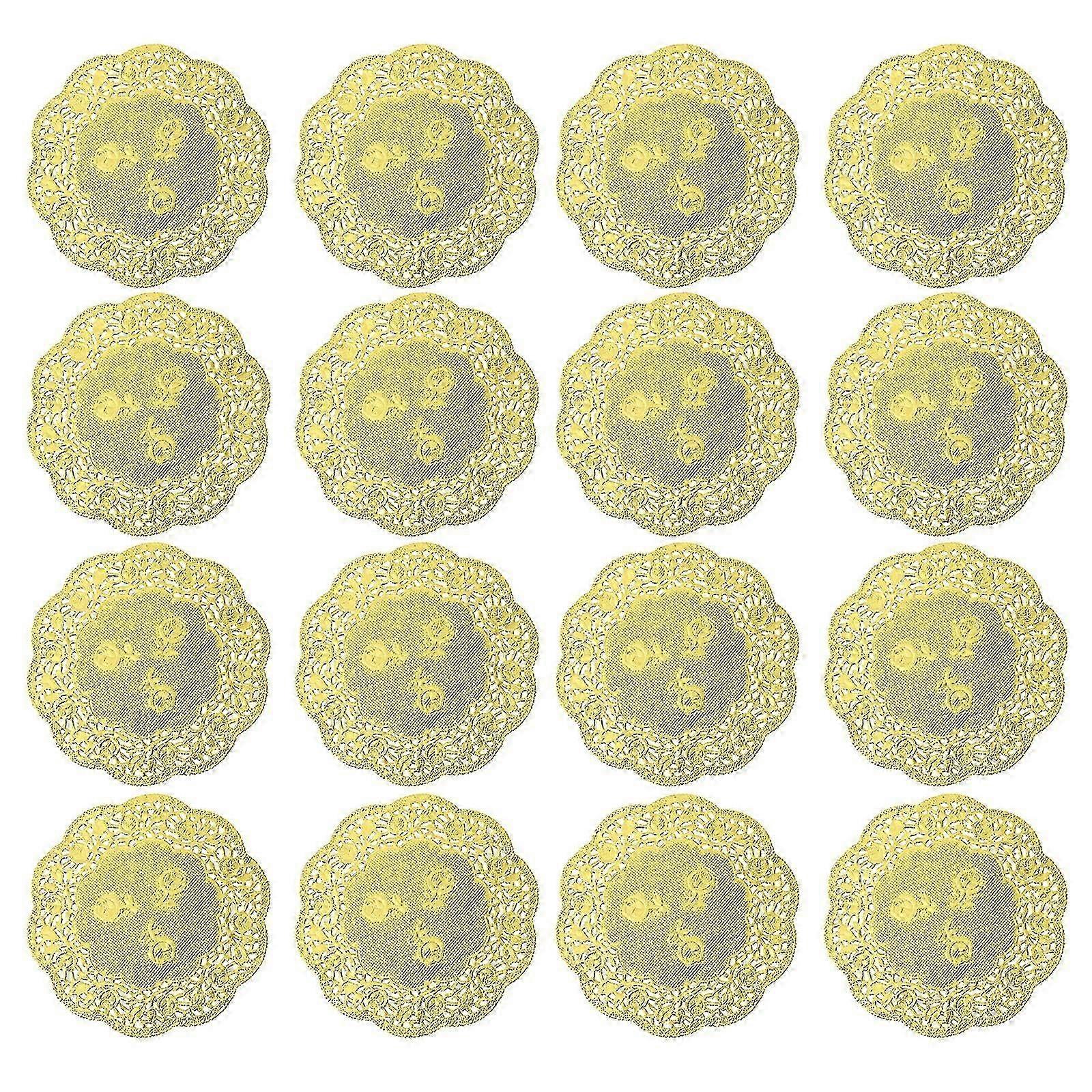 100 Pcs Garniture Dentelle Or Moderne Papier Napperons Plaque Napperons Dentelle Sous-verre Petit Papier Napperons - Bon