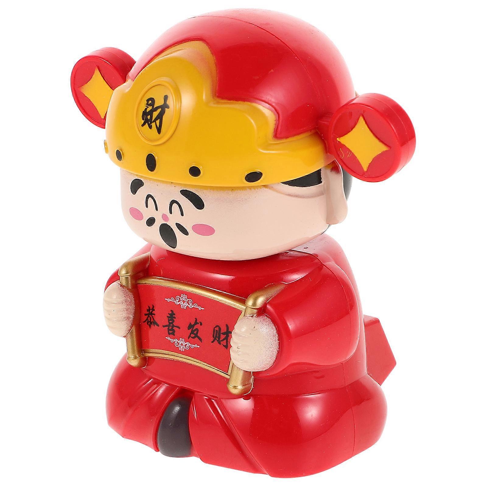 4Pcs Solar-Powered Car Money God Statue for Dashboard Decoration