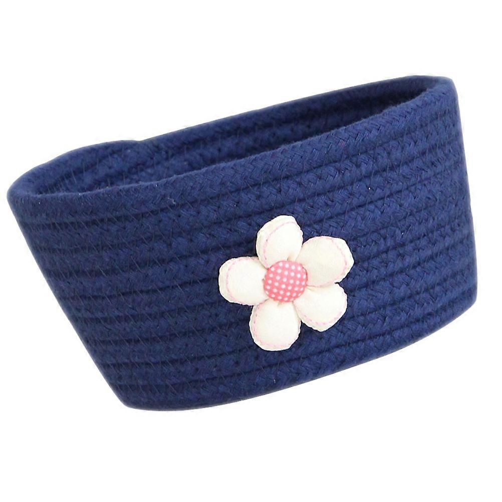 Navy Blue Cotton Rope Storage Basket for Desktop Use 2Pcs