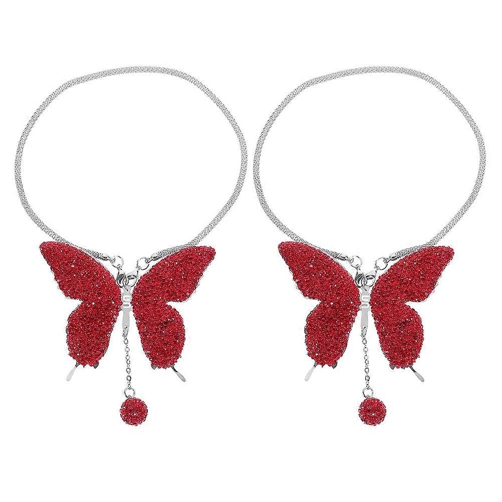Bling Butterfly Car Accessories for Decoration 6Pcs Red Rearview Mirror