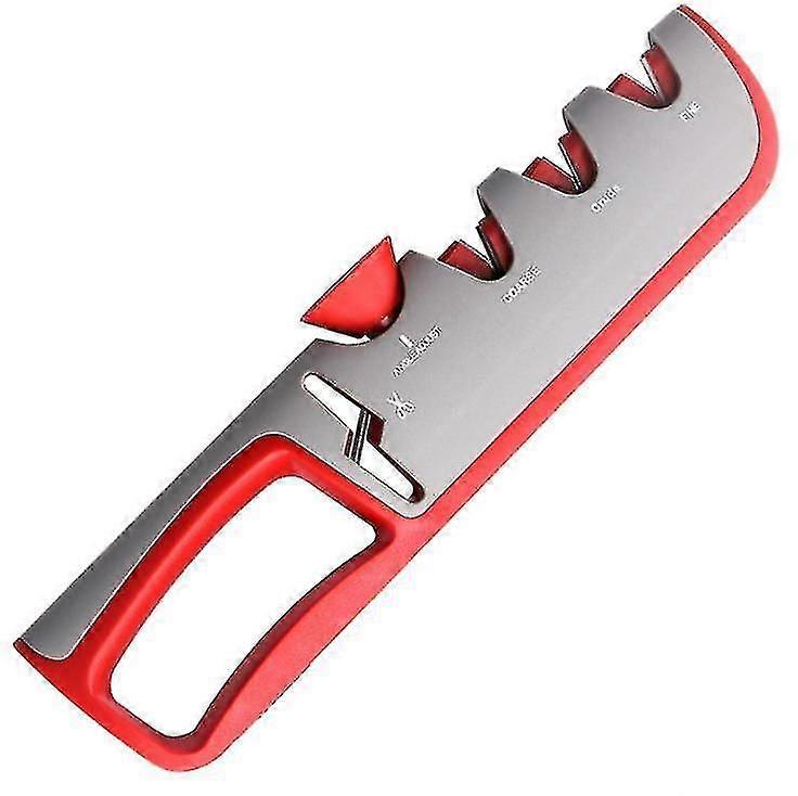 Red Plus Grey 4-in-1 Longzon Knife Sharpener With A Pair Of Cut-resistant Glove X970