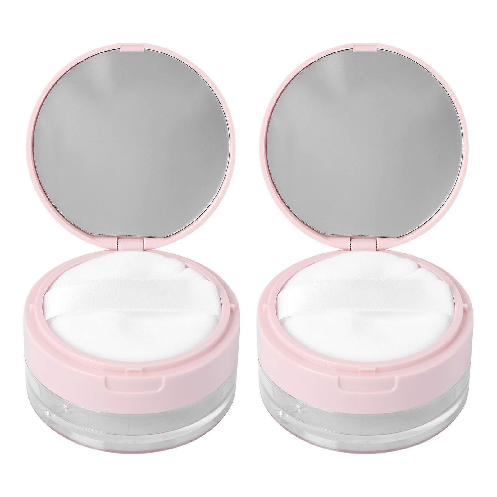 Powder Holder Portable Makeup Case with Mirror for Storage 4Pcs