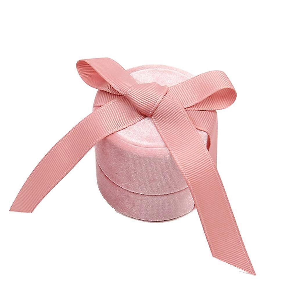 Jewelry Holder Box Pink Round Ring Box for Ring Storage 2Pcs