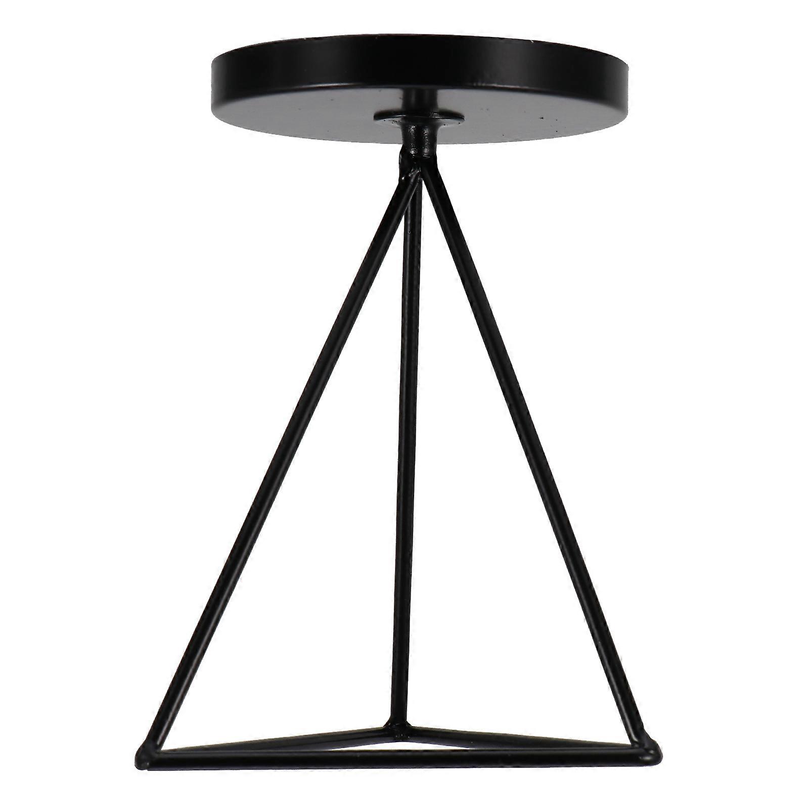 Black Iron Candle Stand Useful Pillar Candlestick Holder 2Pcs