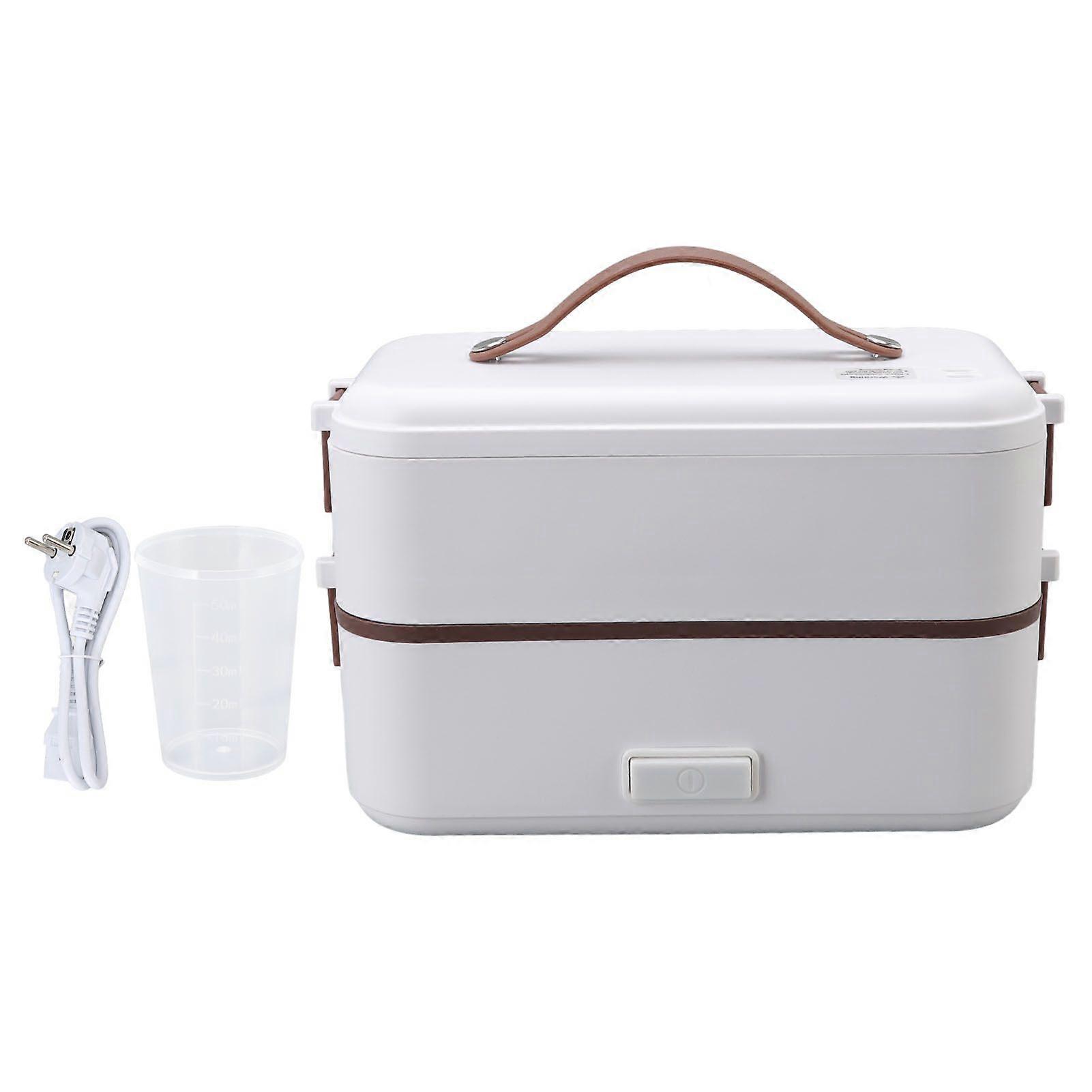 Electric Lunch Box Portable Handle 0.8L Capacity Double Layer 20 Minutes Rapid Heating Pluggable Food Warmer EU Plug 220V