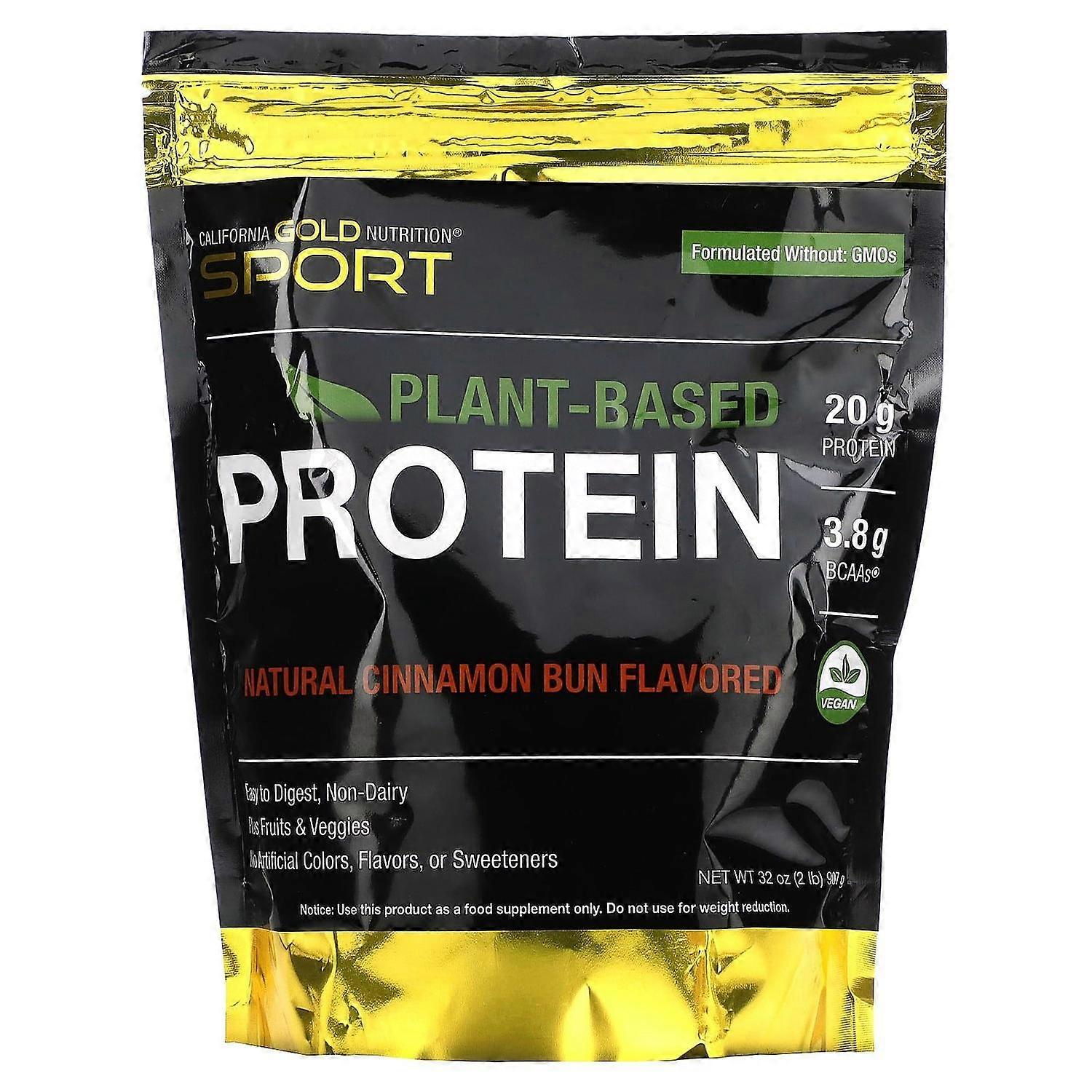 California Gold Nutrition, Plant-Based Protein, Cinnamon Bun, 2 lb Pouch